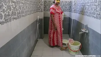 Indian aunty taking bath