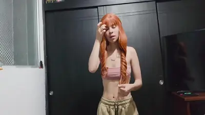 The redhead sexy and hot laura finds a stranger in her room and strips naked in front of him laura