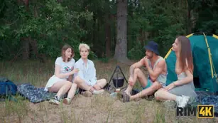 Swap wives mutual rimming and anal fuck in the forest