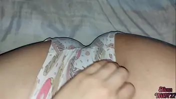 Allison angel rubbing pussy on bed rail