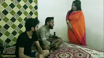 Aunty sex with boy on bed